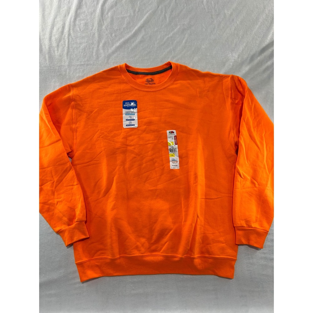 Fruit of the Loom Eversoft Mens Orange Crewneck Sweatshirt Size Large L Pullover